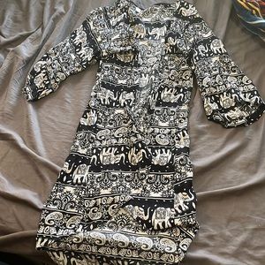 Black and White elephant kimono